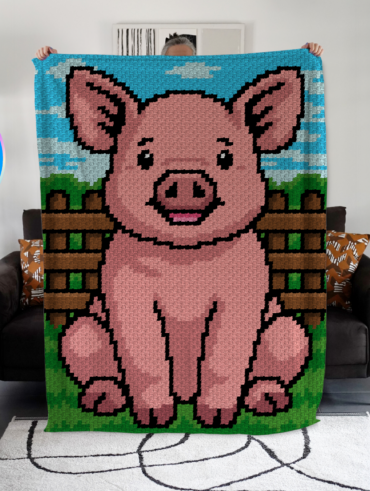 Cochon - patron de couverture C2C au crochet