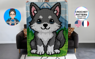 Loup - patron de couverture C2C au crochet
