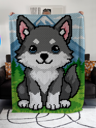 Loup - patron de couverture C2C au crochet