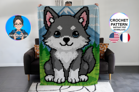 Loup - patron de couverture C2C au crochet