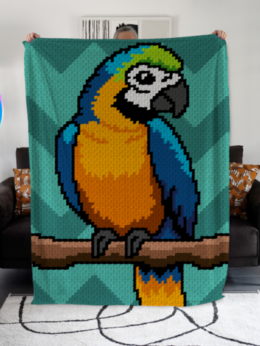 Perroquet – patron de couverture C2C au crochet