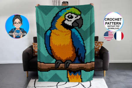 Perroquet – patron de couverture C2C au crochet