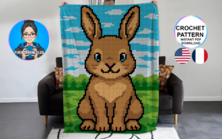 Petit lapin - patron de couverture C2C au crochet