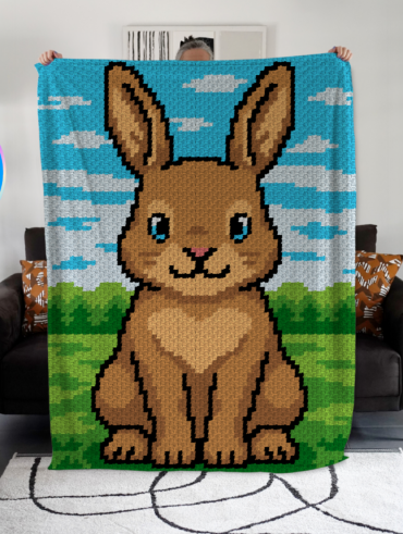 Petit lapin - patron de couverture C2C au crochet