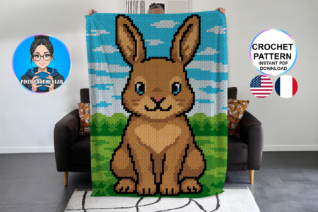 Petit lapin - patron de couverture C2C au crochet