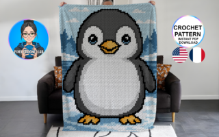 Pingouin - patron de couverture C2C au crochet