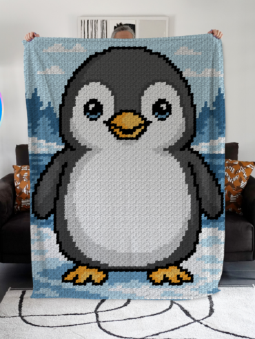 Pingouin - patron de couverture C2C au crochet