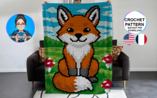 Renard roux - patron de couverture C2C au crochet