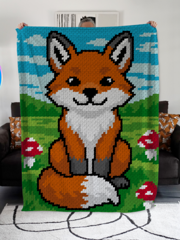 Renard roux - patron de couverture C2C au crochet