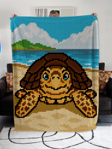 Tortue de mer - patron de couverture C2C au crochet