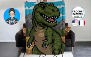 Dinosaure T rex - patron de couverture C2C au crochet