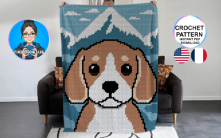 Chien Beagle - patron de couverture C2C au crochet