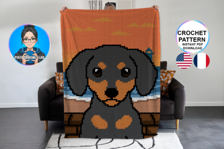 Chien Teckel - patron de couverture C2C au crochet