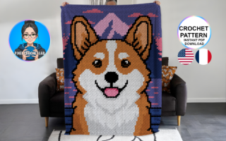 Chien Welsh Corgi - patron de couverture C2C au crochet