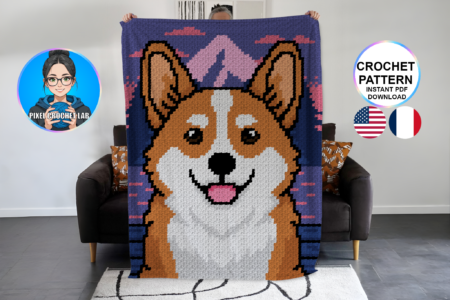 Chien Welsh Corgi - patron de couverture C2C au crochet