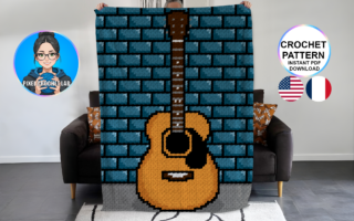 Guitare acoustique folk - patron de couverture C2C au crochet