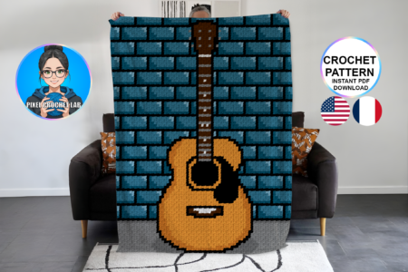 Guitare acoustique folk - patron de couverture C2C au crochet