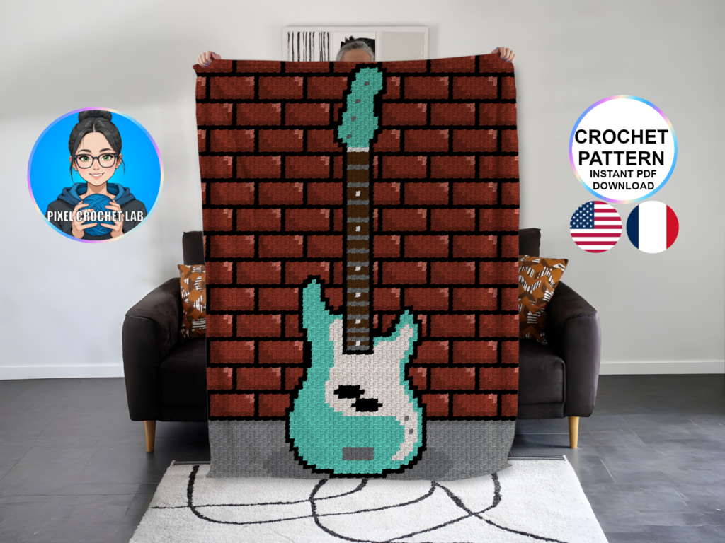 Guitare basse électrique - patron de couverture C2C au crochet