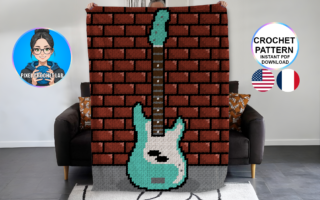 Guitare basse électrique - patron de couverture C2C au crochet