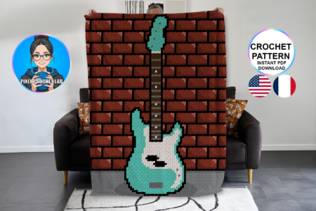 Guitare basse électrique - patron de couverture C2C au crochet