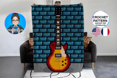 Guitare électrique single cut - patron de couverture C2C au crochet