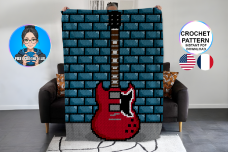 Guitare électrique type rock - patron de couverture C2C au crochet