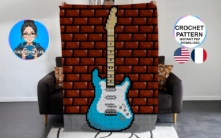 Guitare électrique vintage blues - patron de couverture C2C au crochet