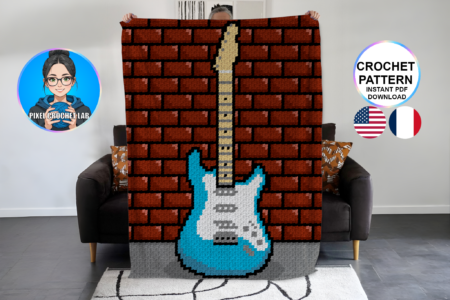 Guitare électrique vintage blues - patron de couverture C2C au crochet