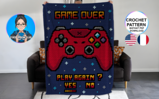 Manette de gamer - patron de couverture C2C au crochet