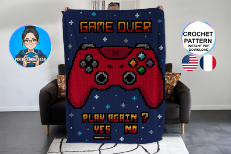 Manette de gamer - patron de couverture C2C au crochet