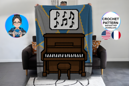 Piano - patron de couverture C2C au crochet