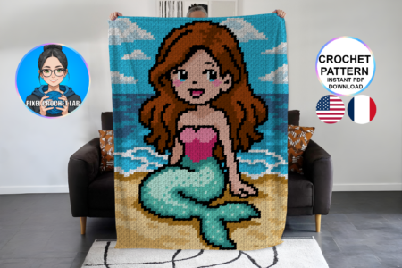 Petite sirène - patron de couverture C2C au crochet