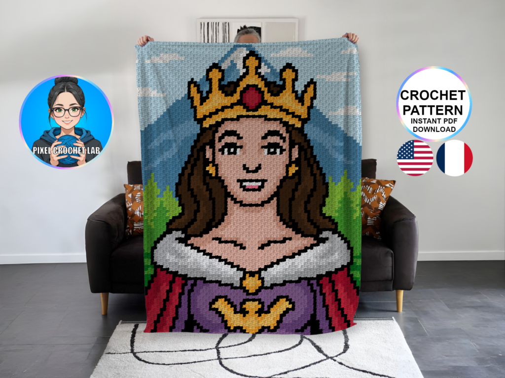 Princesse du royaume - patron de couverture C2C au crochet