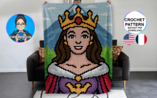 Princesse du royaume - patron de couverture C2C au crochet