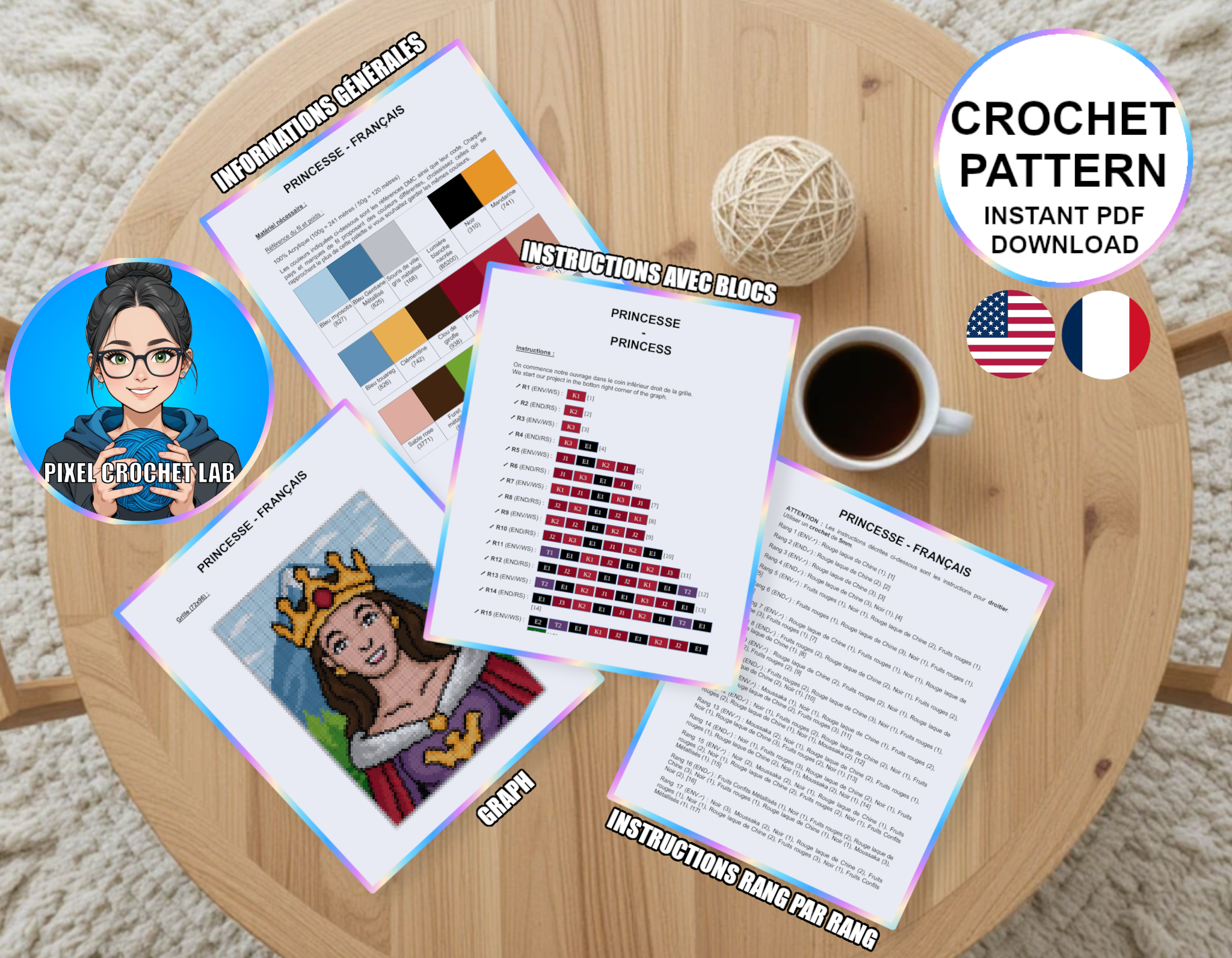 Princesse du royaume - patron de couverture C2C au crochet