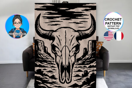 Patron de couverture au crochet : Buffalo Skull